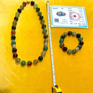 Natural agate Necklace And Bracelet